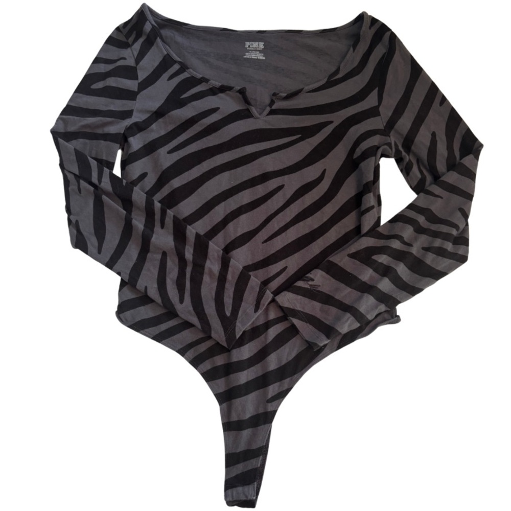 Pink Victoria Secret Gray Tiger Bodysuit